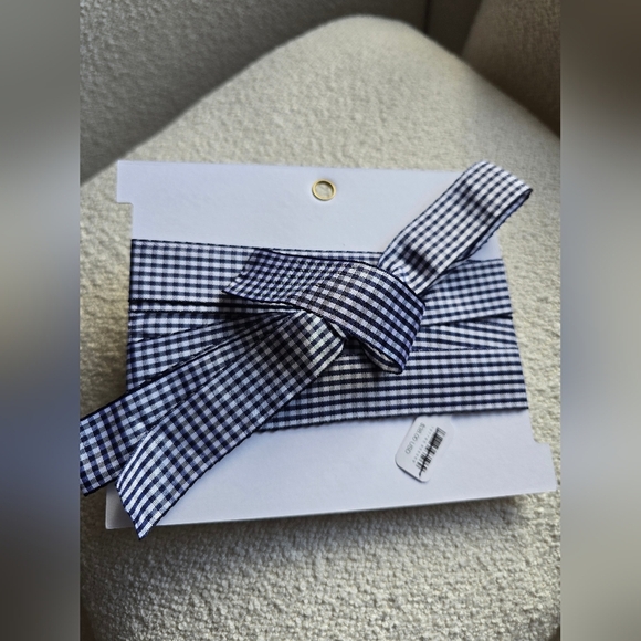 FREE PEOPLE, Your Favorite Printed Flower Necklace, Blue/White Gingham,  NEW!! - Picture 6 of 7